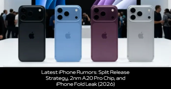 Latest iPhone Rumors Split Release Strategy, 2nm A20 Pro Chip, and iPhone Fold Leak (2026) Latest iPhone Rumors: Split Release Strategy, 2nm A20 Pro Chip, and iPhone Fold Leak (2026)