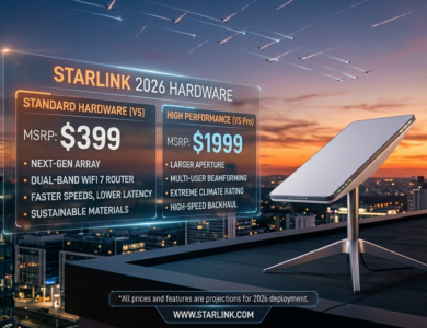 Starlink 2026 hardware pricing and features for Standard V5 and High Performance V5 Pro